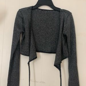 silver string cardigan